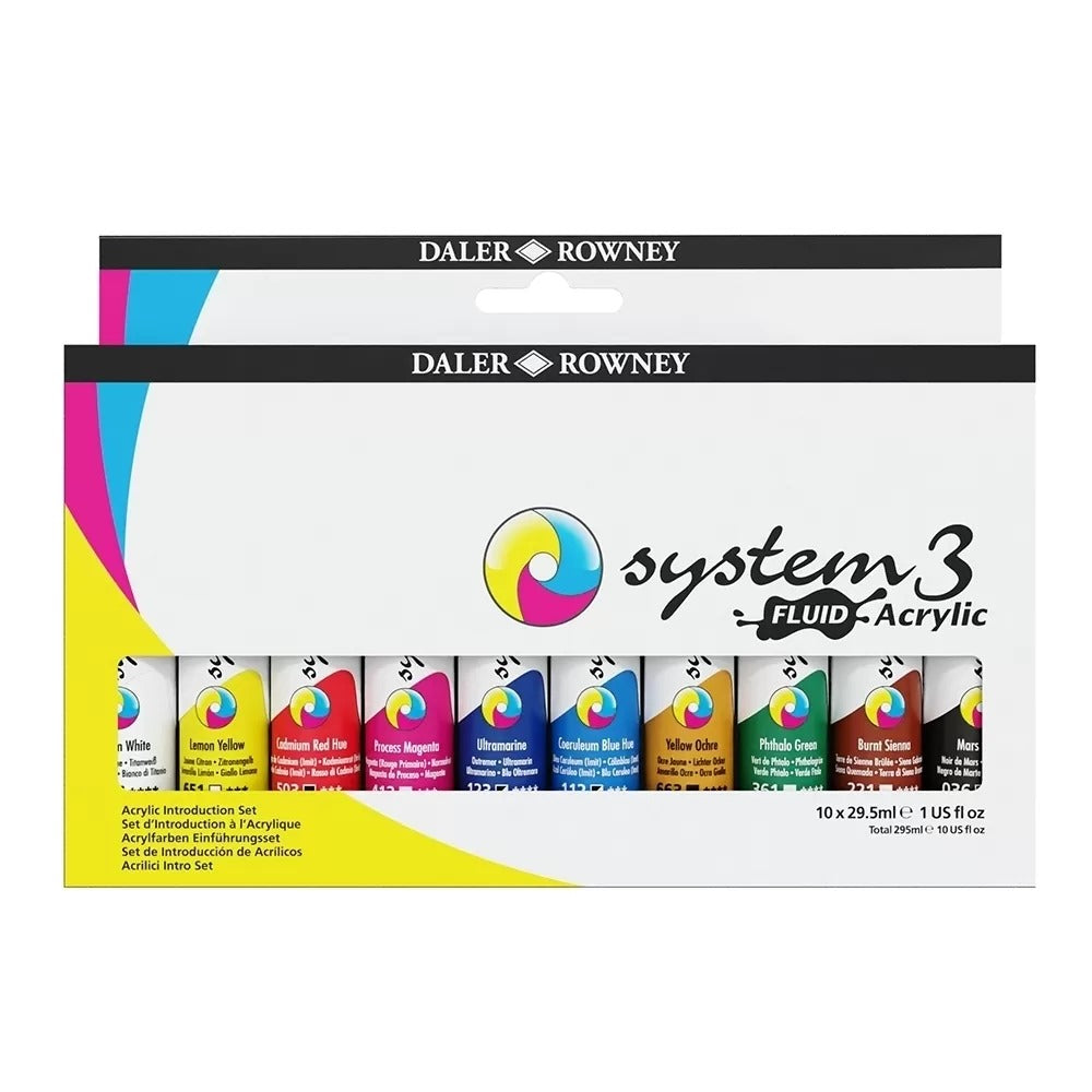 Daler Rowney - System 3 Fluid Acrylic Colour set 10x29.5ml