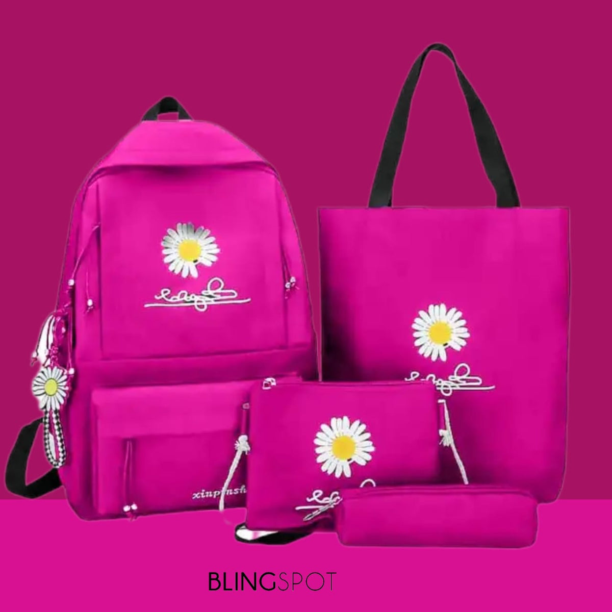 Daisy Bright Pink Backpack Set Of 4