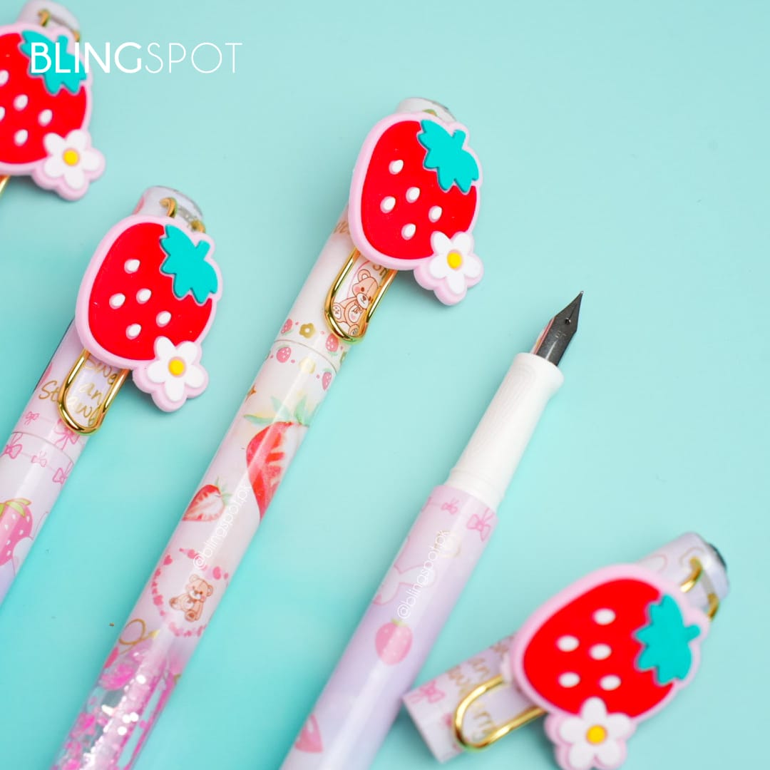 Glitter Strawberry Fruit - Fountain Ink Pen