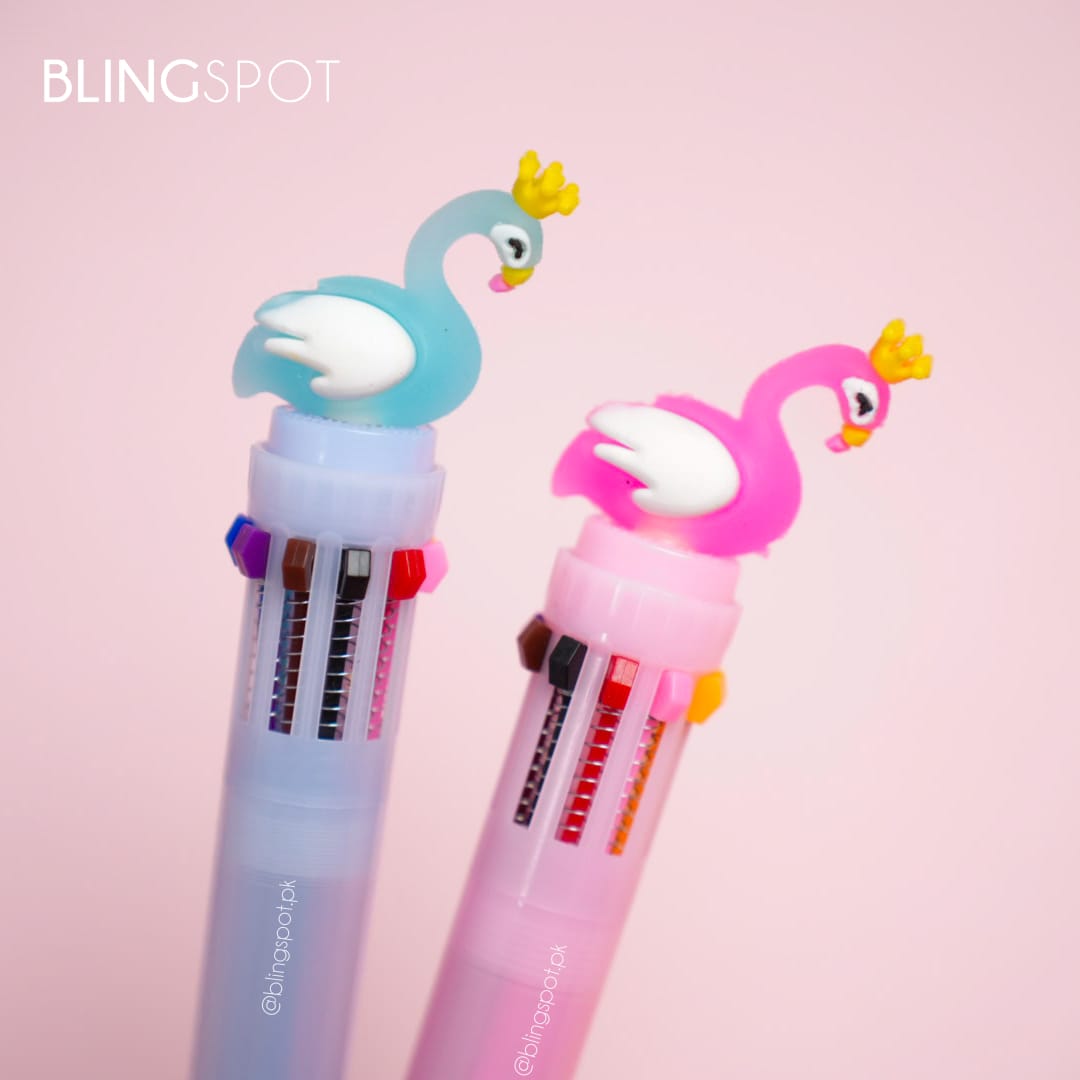 Multicolored Flamingo  - Ballpoint Pen 10 in 1