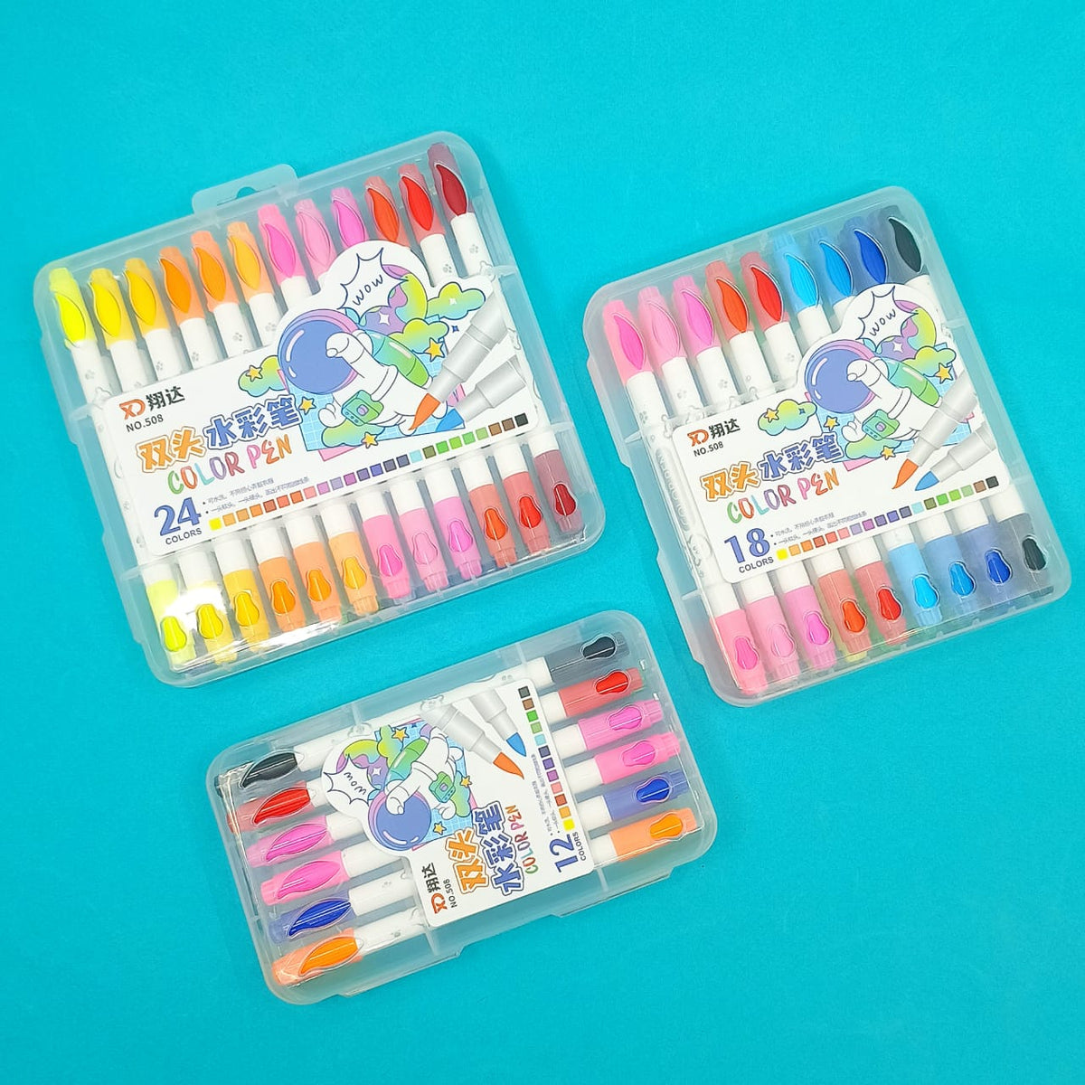 Color Pen Double Tip Markers ( 2in 1 ) - Set Of 12 / 18 / 24