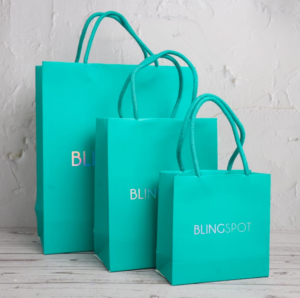 BLINGSPOT Turquoise Silver Foiled - Gift Bags