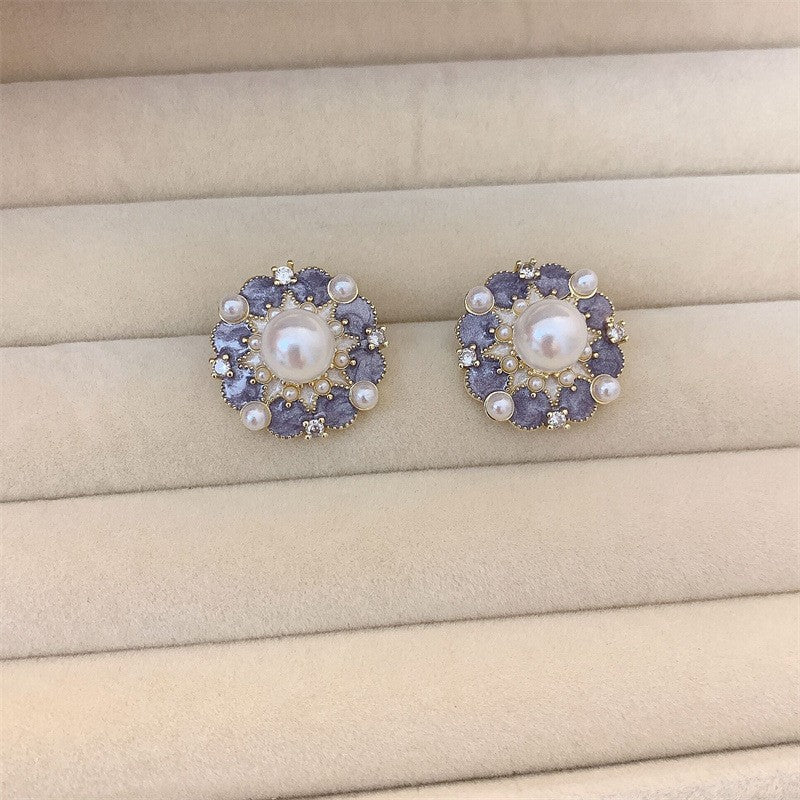 Lilac Pearly Flower - Earring