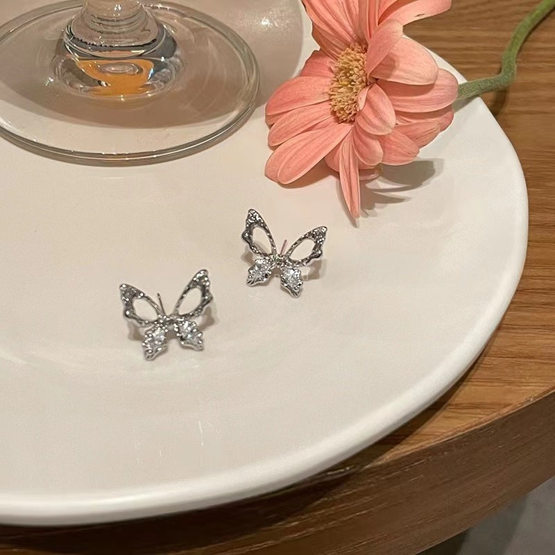 Silver Sparkle Butterfly - Earrings