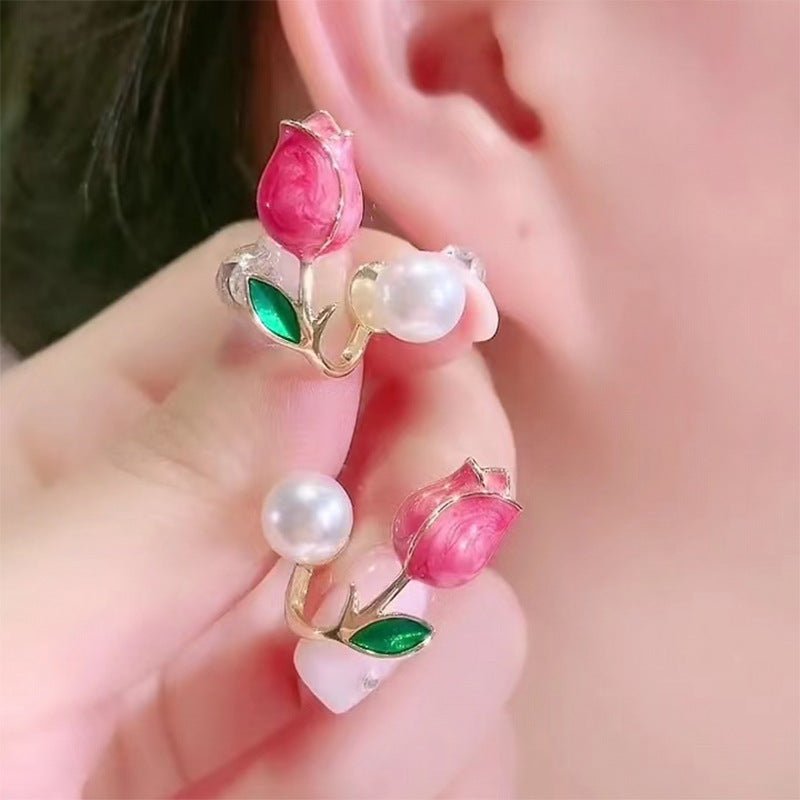 Rosebud Hot Pink - Earrings