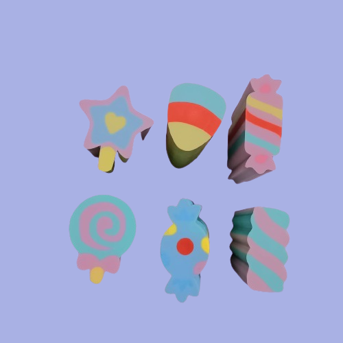 Rainbow Candy  -  Eraser Set Of 6