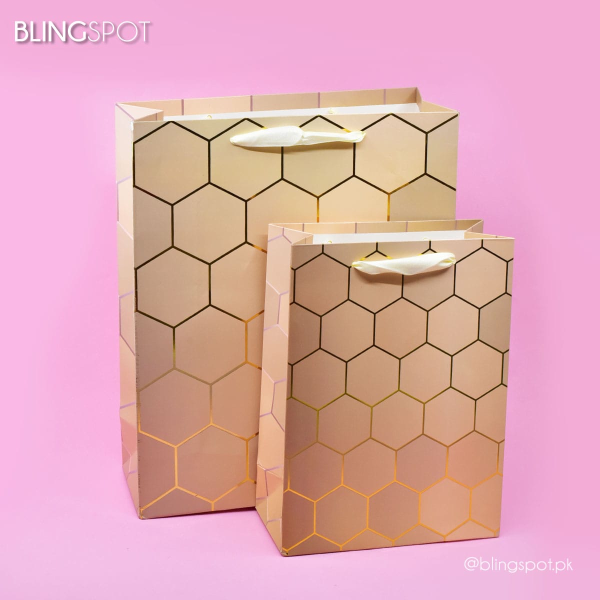Honeycomb Gold Foil Brown - Gift Bag