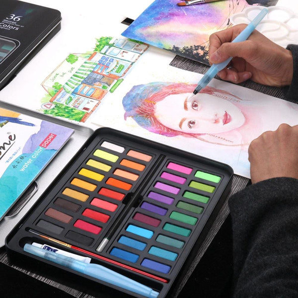 Solid Watercolor Paint 36 Colors Tin Set The Blingspot Studio