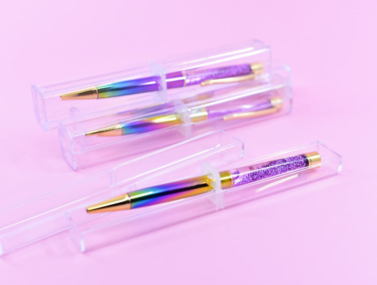 Rainbow Metallic Ball Pen - Purple Glitter