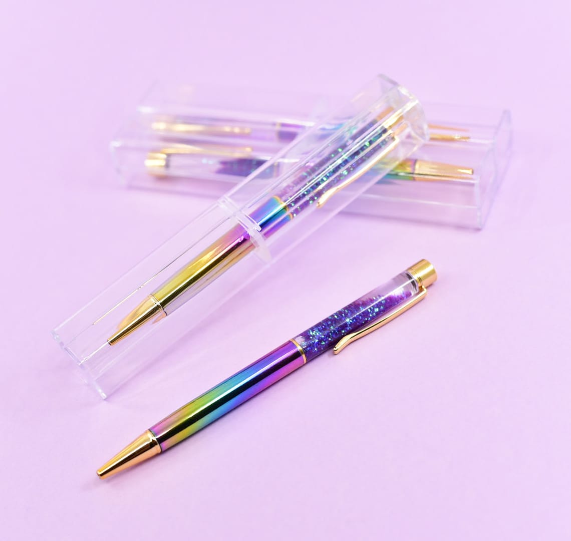 Rainbow Metallic Ball Pen - Purple Gradient Glitter