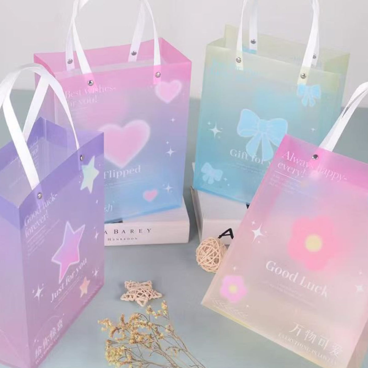 Gradient Bow &amp; Flower - Gift Bag