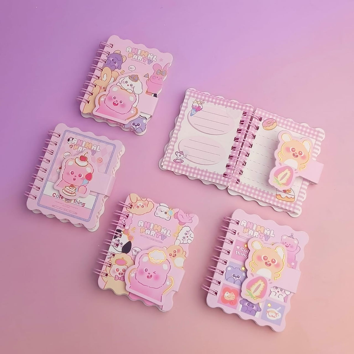 Animal Party Mini Diary  - Notebook / Journal