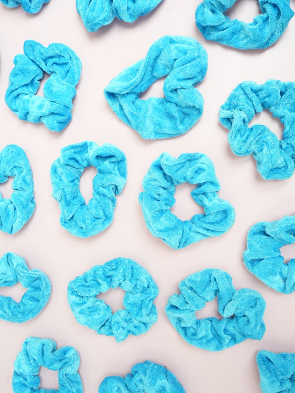 Shiny Velvet Series  Electric Blue  - Hair Scrunchie
