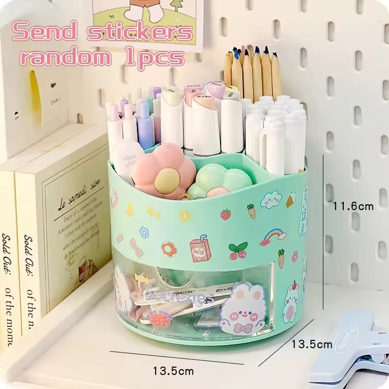 Rotary Teal - Stationery Organizer &amp; Makeup Brushes Holder