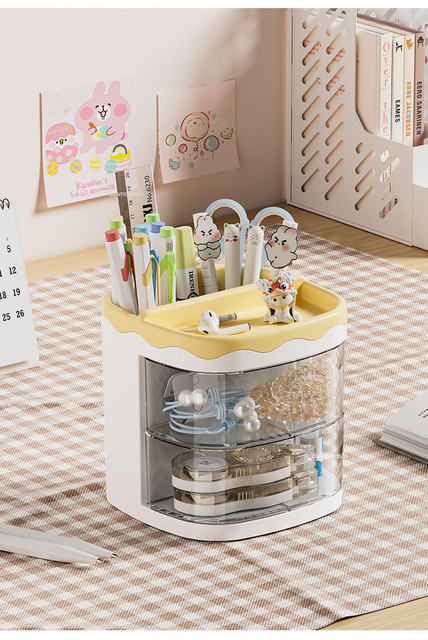 Yellow Mini Stationery 2 Drawer - Desk Organizer