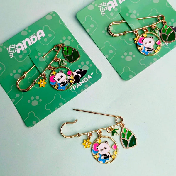 Jungle Panda Charms Gold - Brooch Style 1