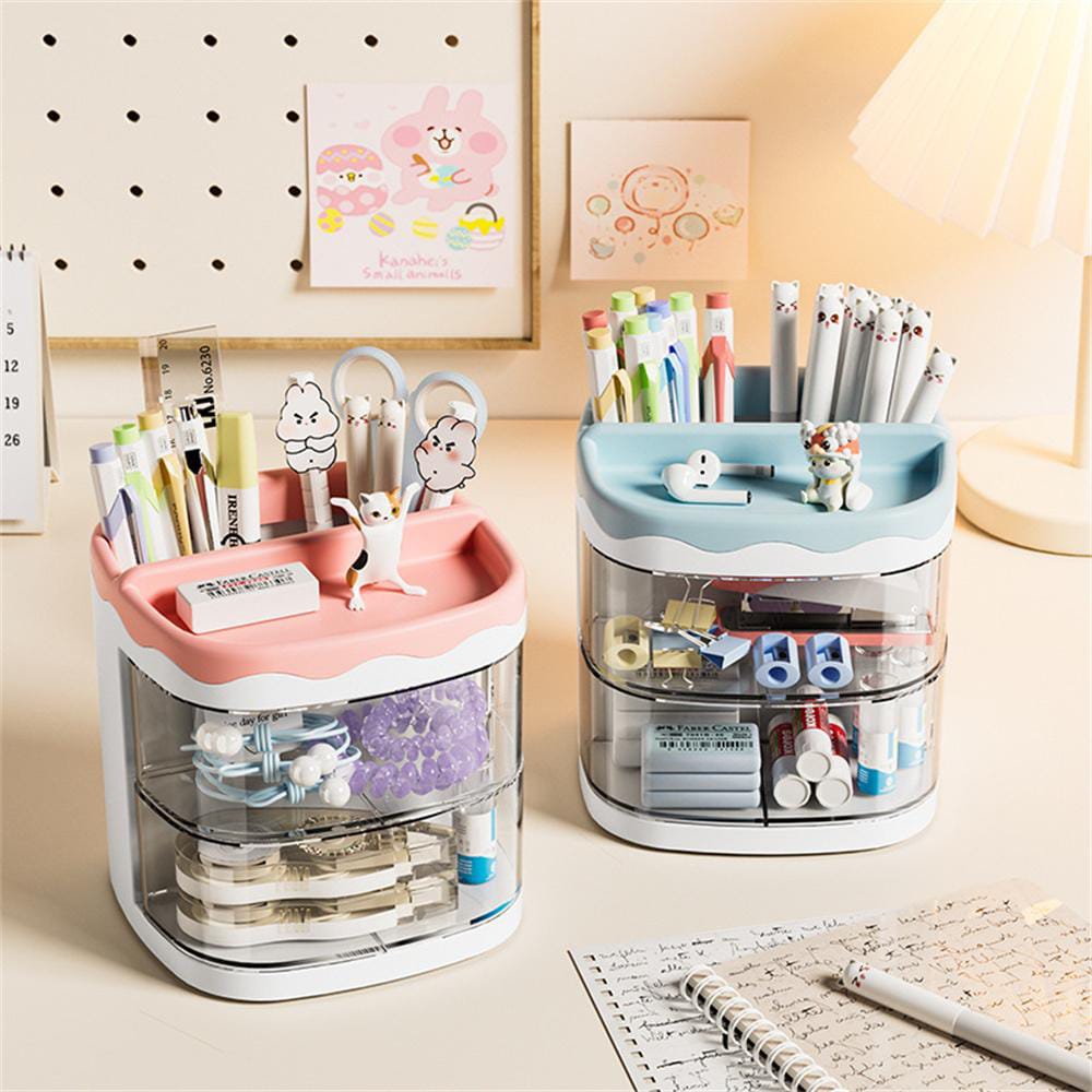 Blue Mini Stationery 2 Drawer - Desk Organizer