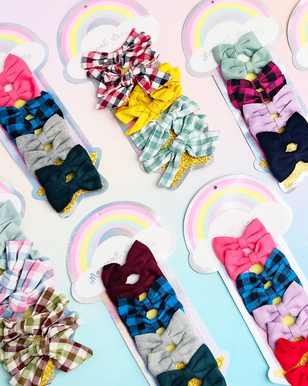 Rainbow  &amp; Mix Bow Series - Hair Clip Set of 8