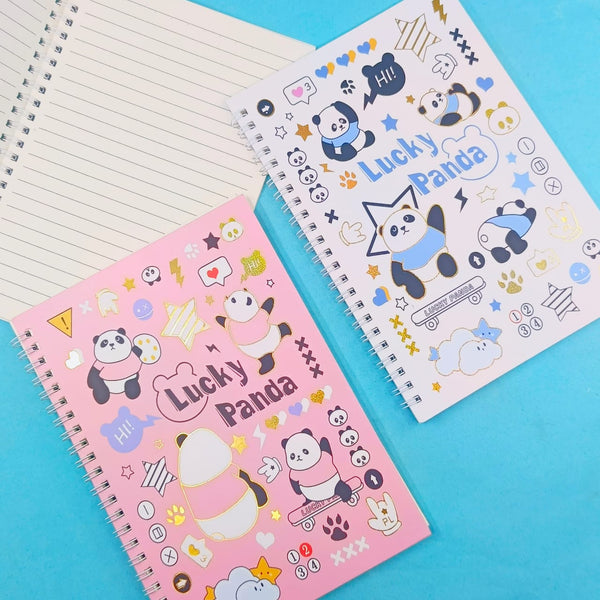 Lucky Panda Spiral Notebook / Journal ( 38 Lined Pages ) - Style 2