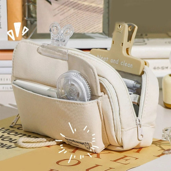 Study Hard Series Stationery Organizer Off White - Zipper Pouch