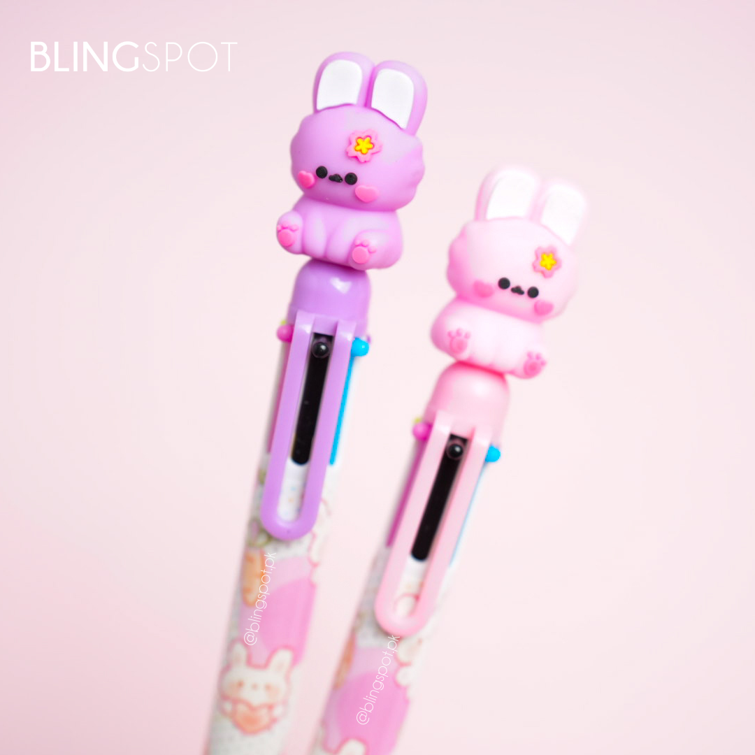 Multicolored Cute Bunny - Ballpoint Pen 6 in 1