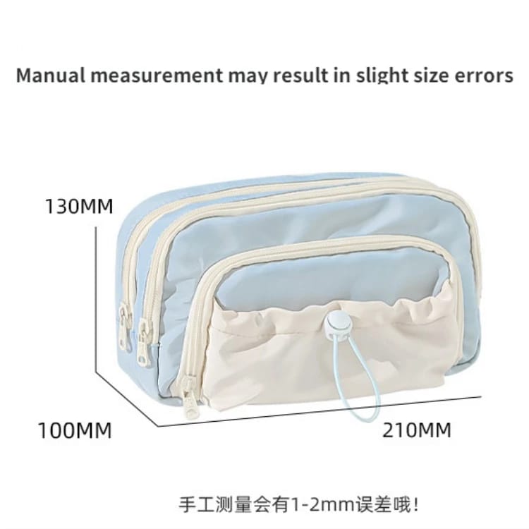 Blue Large Capacity - 3 Zip Pouch