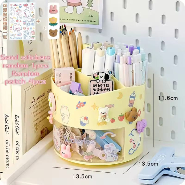 Rotary Yellow - Stationery Organizer & Makeup Brushes Holder