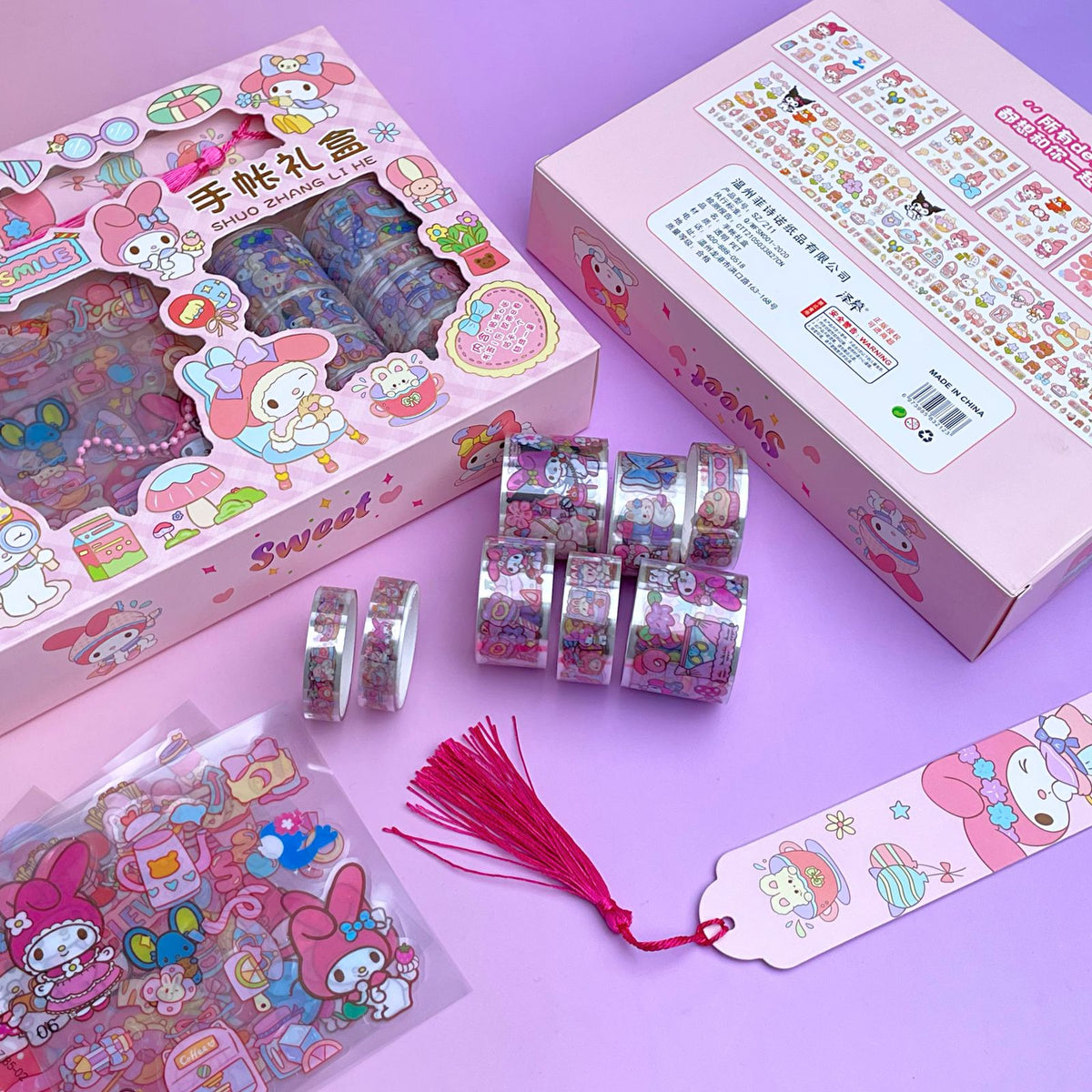 My Melody Washi Tape &amp; Stickers Diy Keychain Box - Style 2