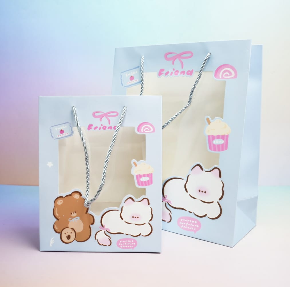 Friends Bear &amp; Cat Blue - Gift Bag