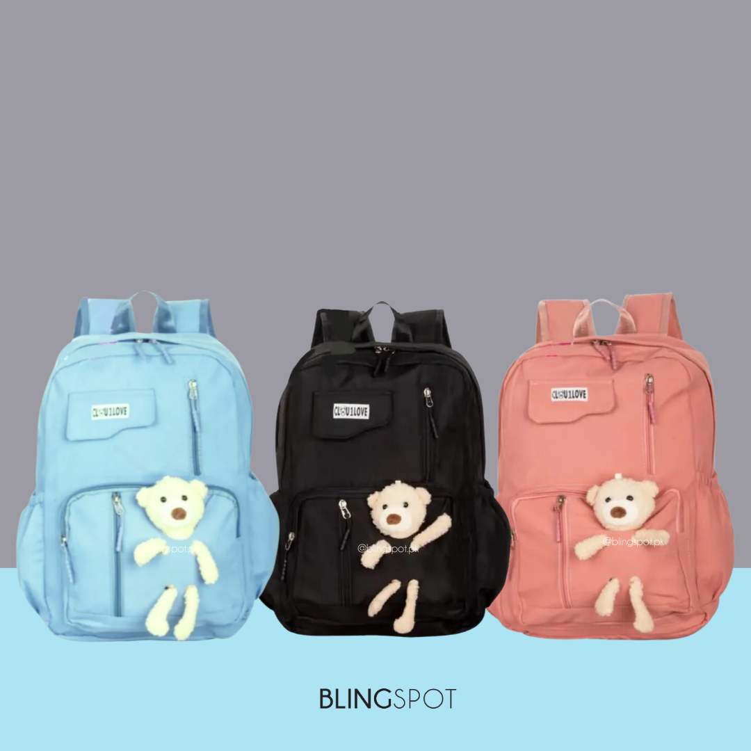 Cute Bear Light Blue Backpack