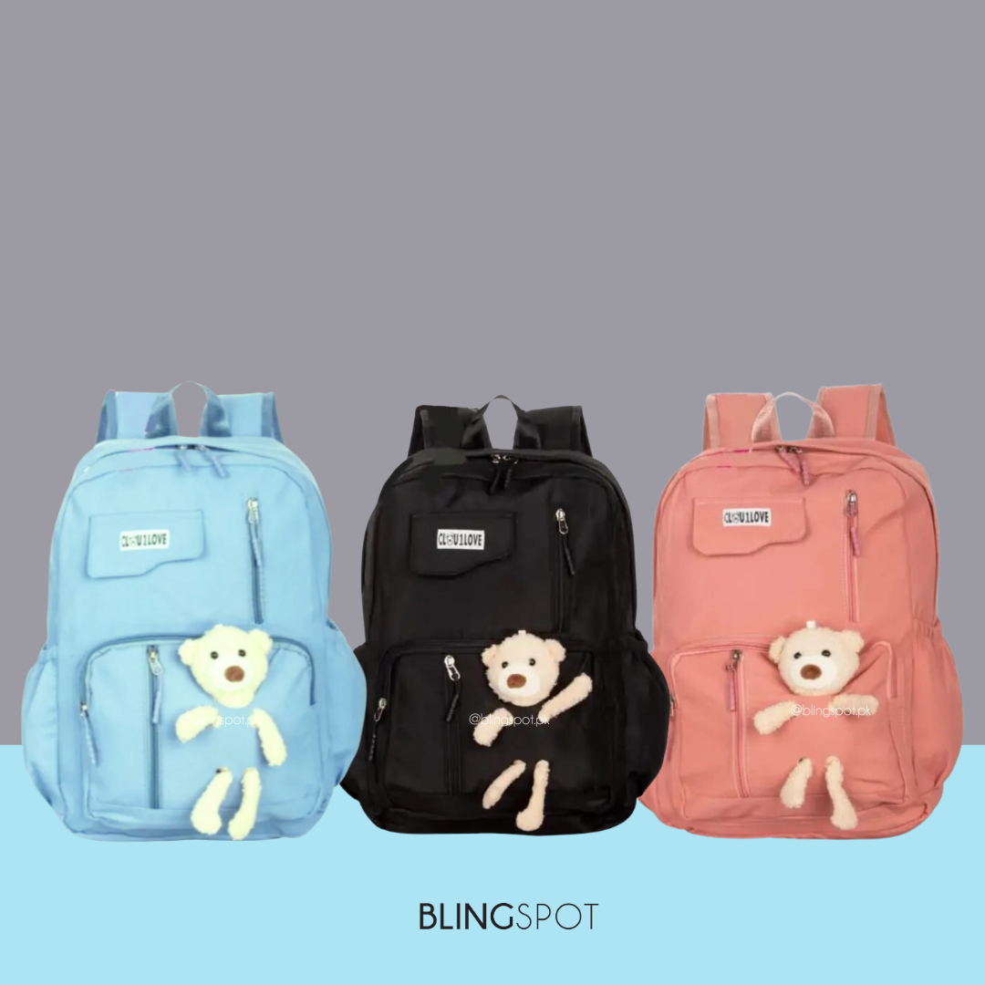 Cute Bear Light Blue Backpack The Blingspot Studio