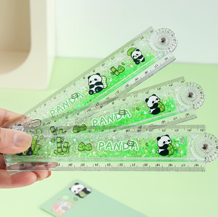 Hello Panda Ruler Cute Panda Glitter Water - Ruler 2 in 1 – BLINGSPOT