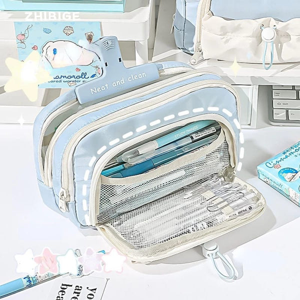 Blue Large Capacity - 3 Zip Pouch