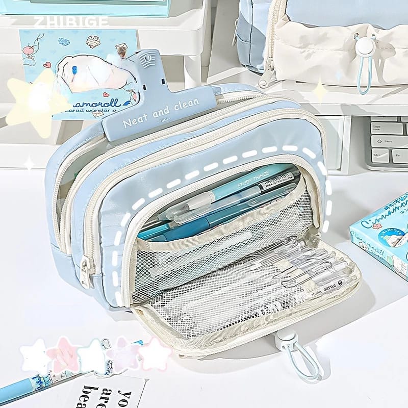 Blue Large Capacity - 3 Zip Pouch