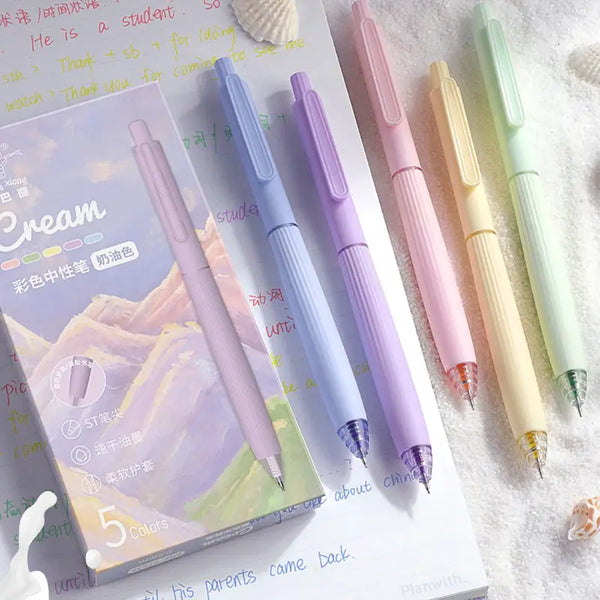 Cream Colored Ink  - Press Gel Pen Set of 5