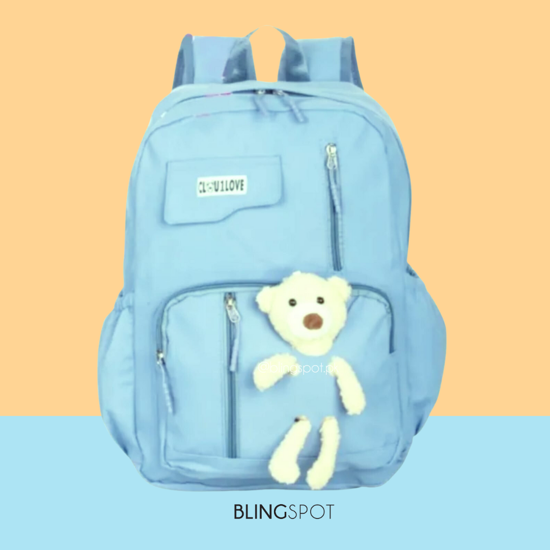 Cute Bear Light Blue Backpack