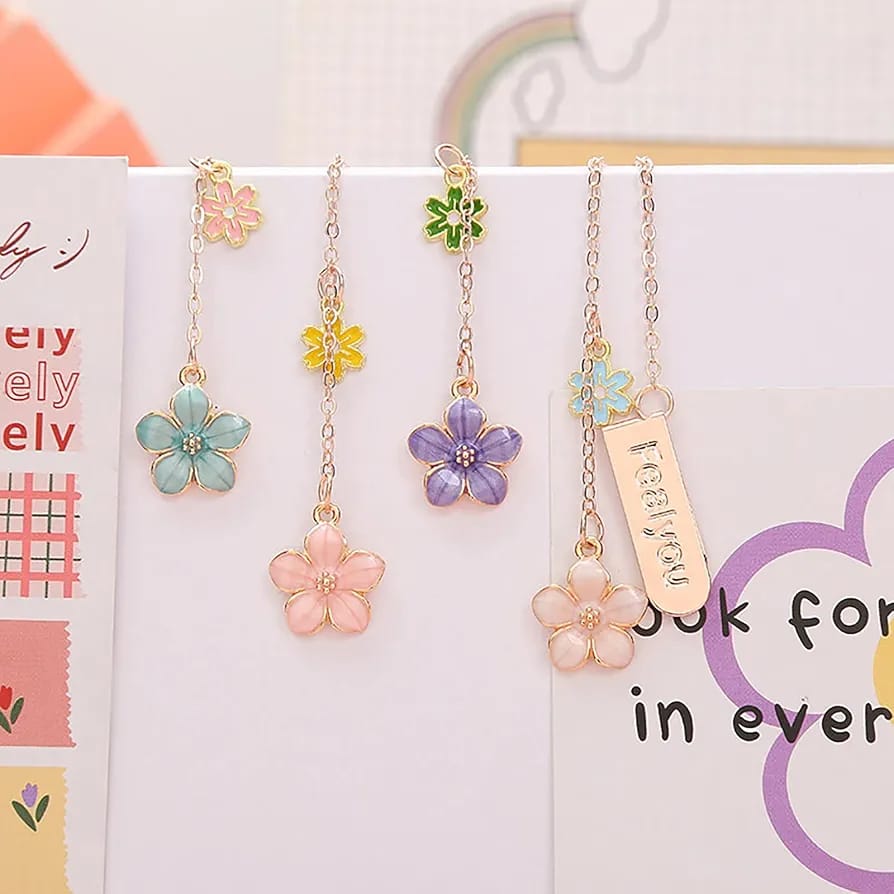 Flower Charms Gold Foil - Dangling  Bookmark