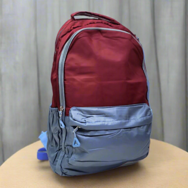 Grey & Maroon Shiny  - Backpack