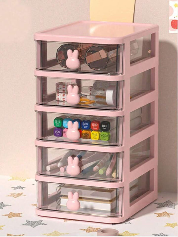 Multi Functional Pink Bunny  - Stationery & Jewelry Organizer  ( 5 Boxes Rack  )