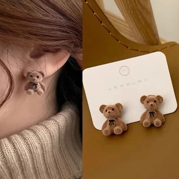 Brown Cute Bear - Earring