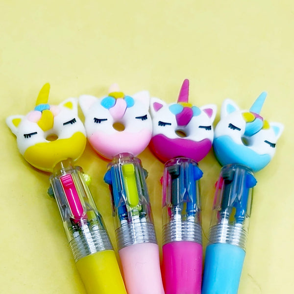 Multicolored Donut Unicorn - Ballpoint Pen 4 in 1