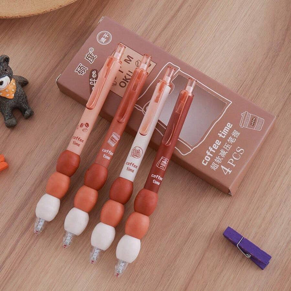 Coffee Time  Soft Grip  - Press Gel Pen Set of 4