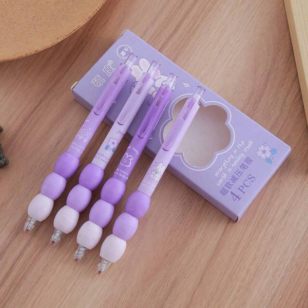 Lilac Flowers  Soft Grip  - Press Gel Pen Set of 4