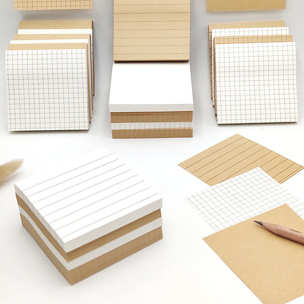 Kraft Paper Grid Lined & Blank   - Sticky Notes