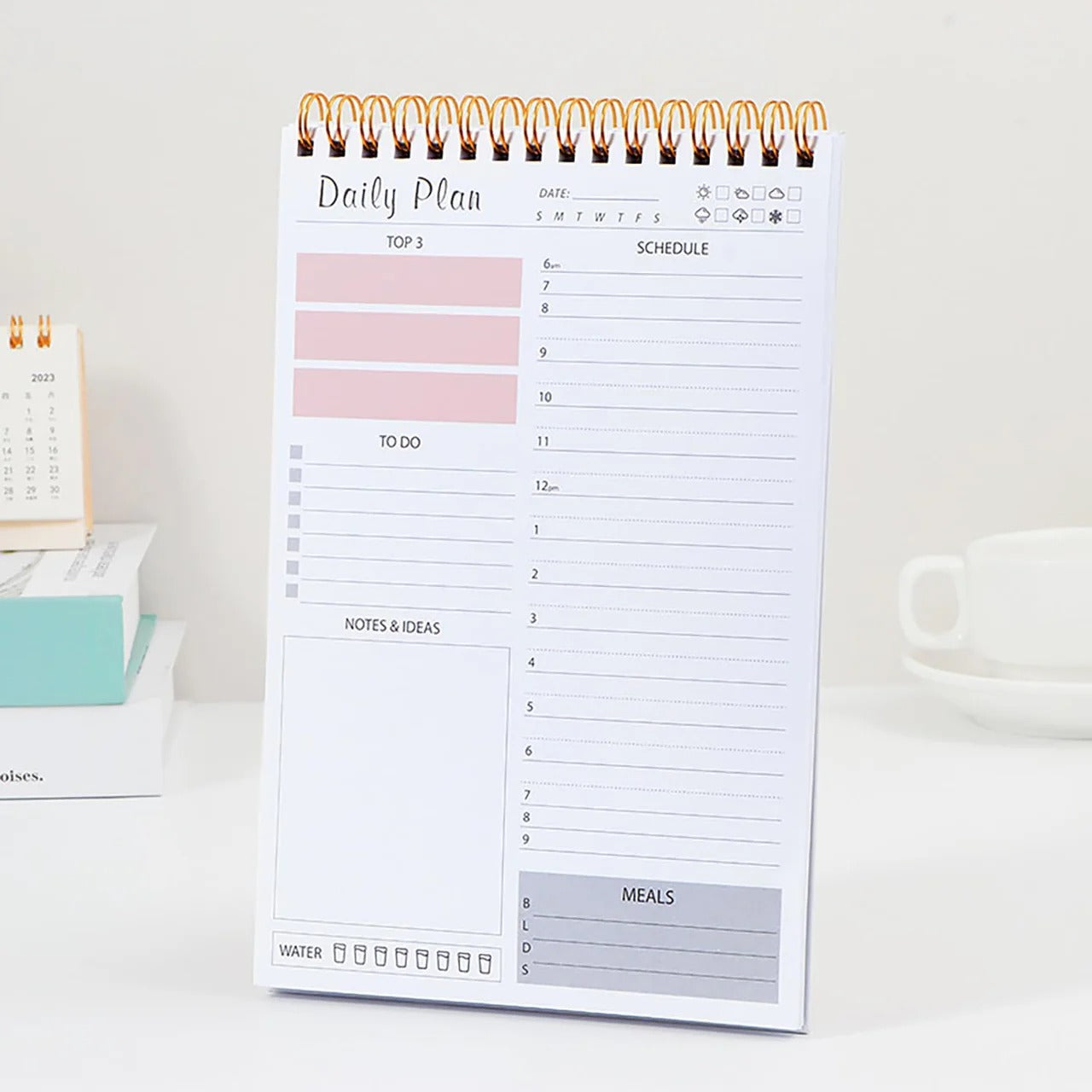 Daily Plan Spiral Gold Rings - Notepad