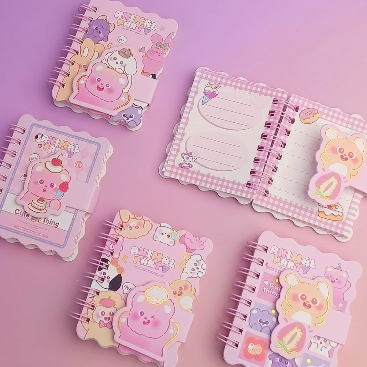 Animal Party Mini Diary  - Notebook / Journal