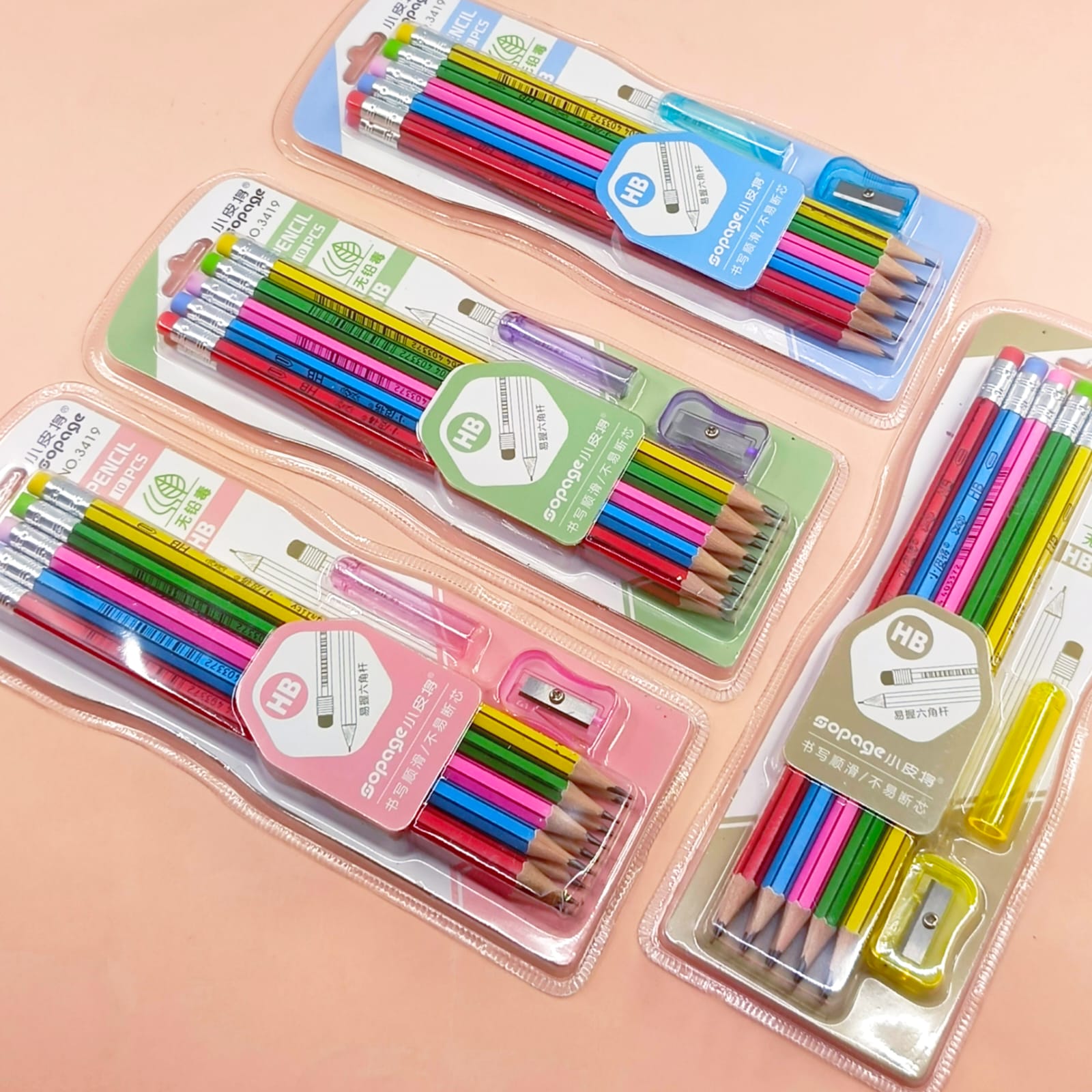 Candy Color Wood Pencils Style 1 - Stationery Set of 12