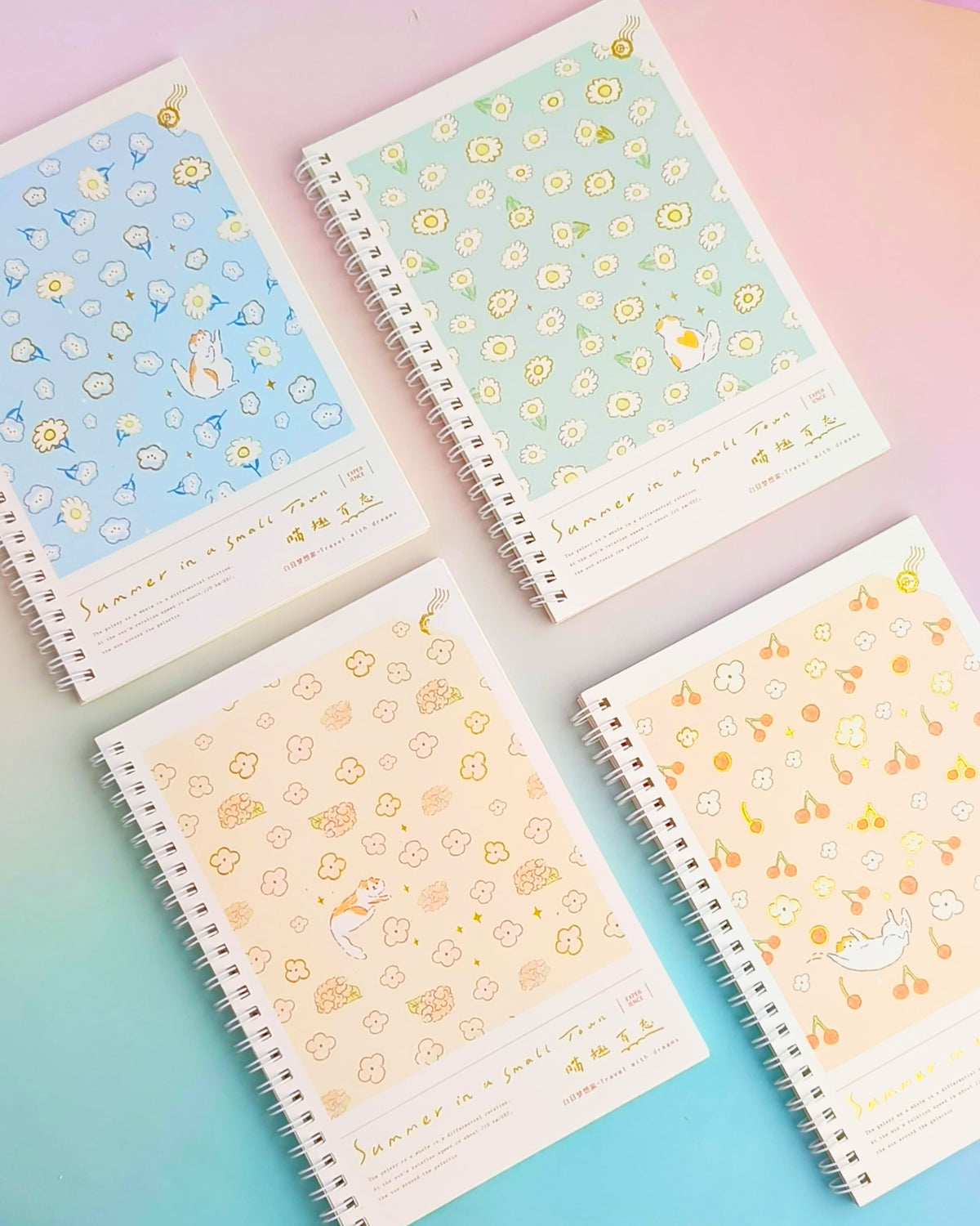 Travel With Dream Cute Cat Spiral Notebook / Journal ( 65 Lined Pages )
