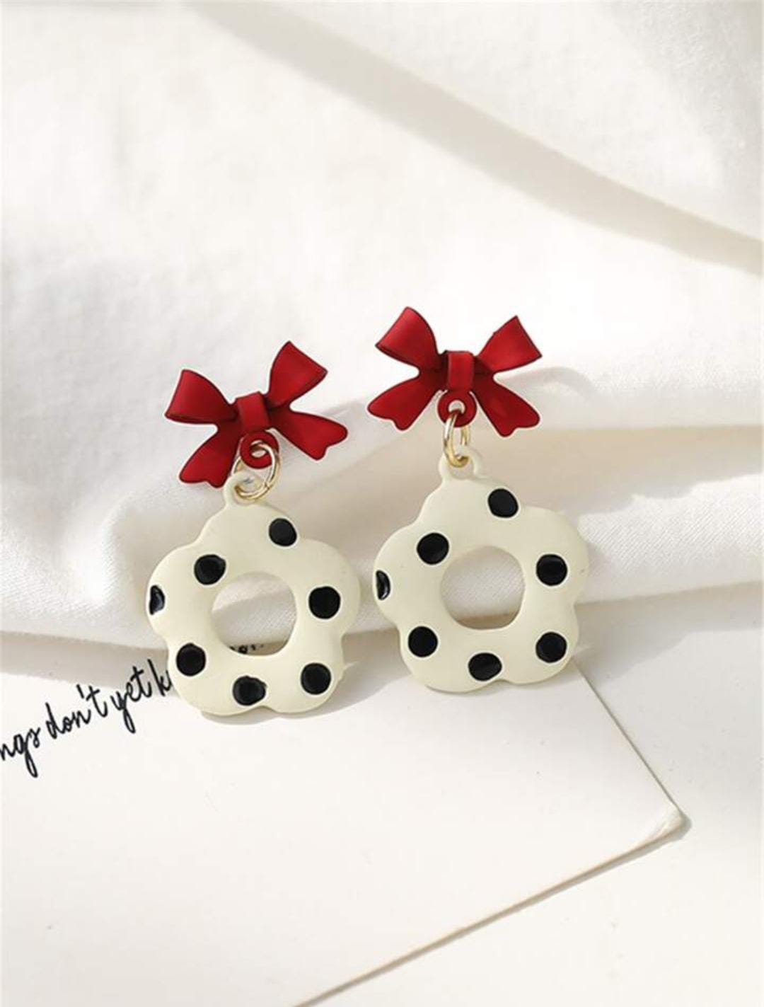 Polka Flower & Bow - Earrings