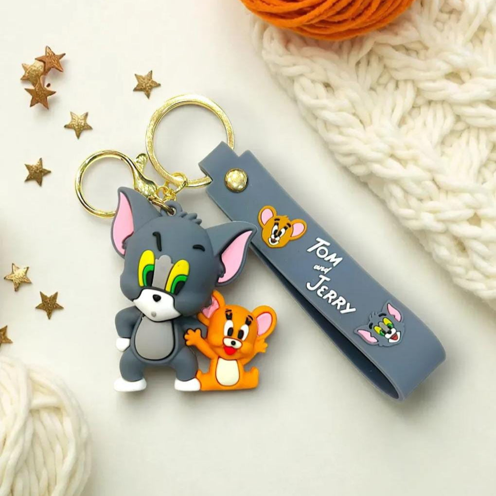 Tom &amp; Jerry  Gold - Key Ring Style 2